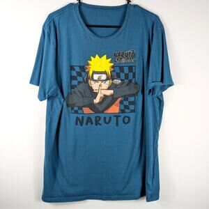 Naruto Shippuden T Shirt Mens XL Blue Anime Graphic Short Sleeve Tee 50/50